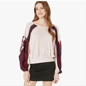 Free People Womens Blossom Sleeve Bohemian Lightweight Sweater Top